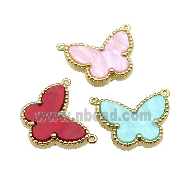 copper Butterfly pendant pave shell with 2loop, gold plated