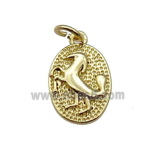 copper oval pendant, sheep, gold plated