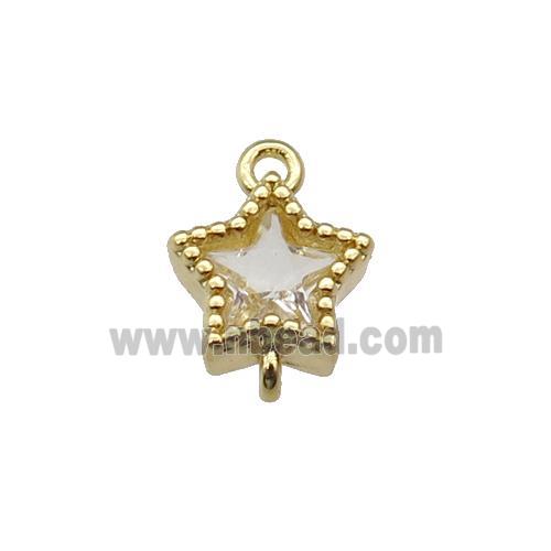 copper star connector paved zircon, gold plated
