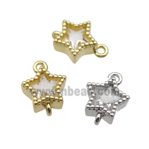 copper star connector paved zircon, mixed