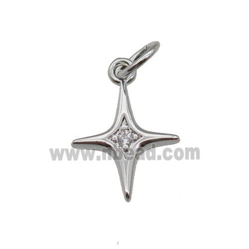 copper star pendant pave zircon, platinum plated