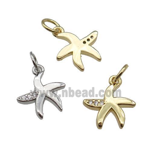 copper starfish pendant pave zircon, mixed