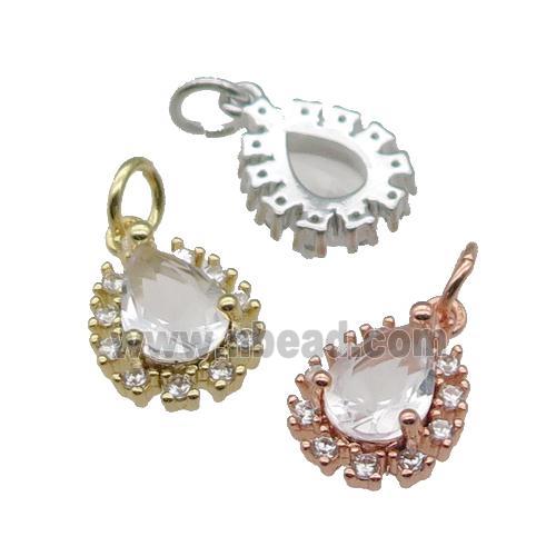 copper teardrop pendant pave zircon, mixed