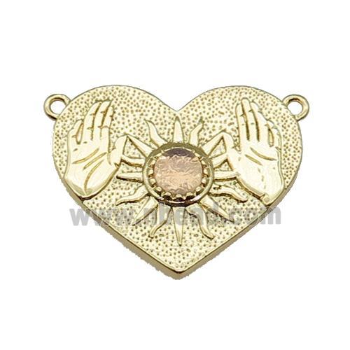 copper Heart pendant, hand, gold plated