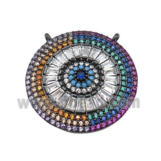 copper circle pendant paved zircon, black plated