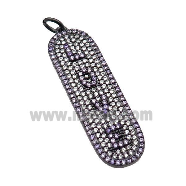 copper LOVE pendant paved zircon, black plated