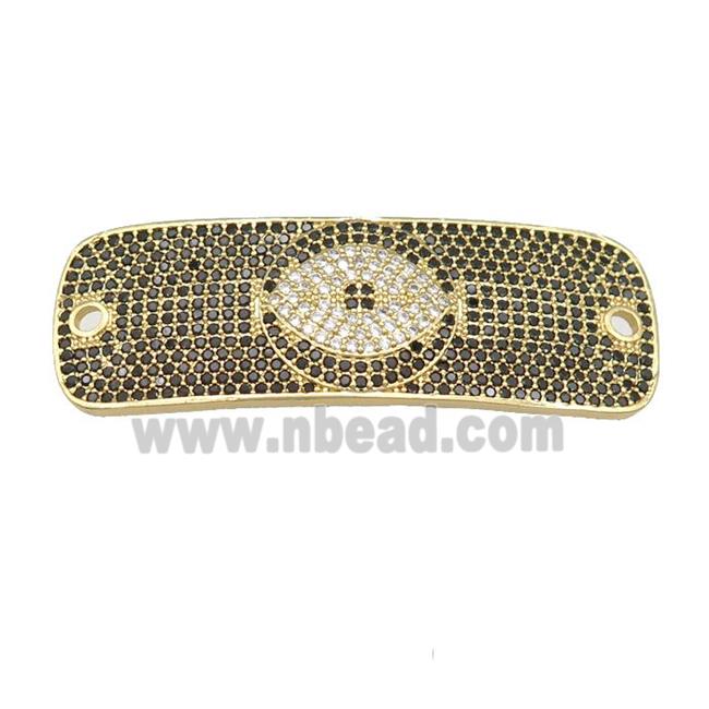 copper rectangle connector pave zircon, gold plated
