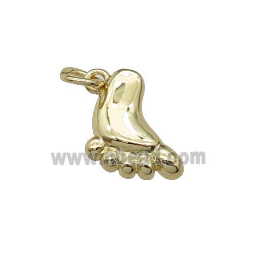 copper charm pendant, babyfeet, gold plated