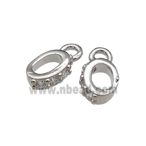 copper Hanger Bail paved zircon, platinum plated