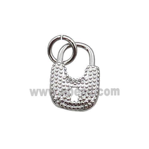 copper Lock pendant, platinum plated