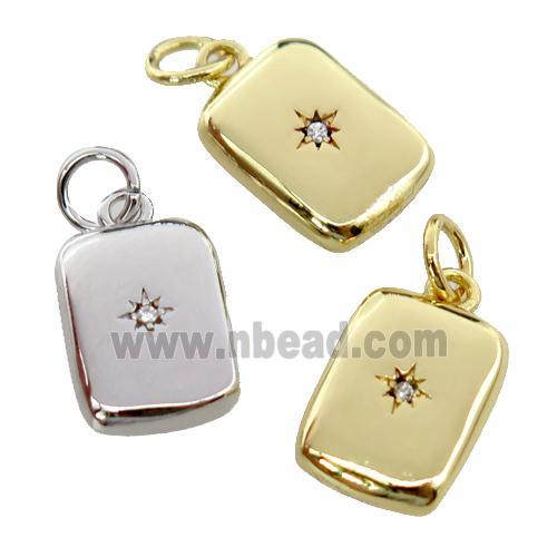 copper rectangle pendant pave zircon, northstar, mixed