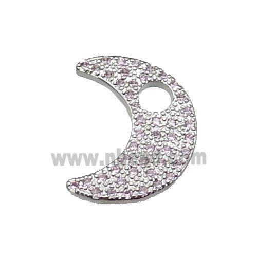 copper moon pendant pave zircon, platinum plated