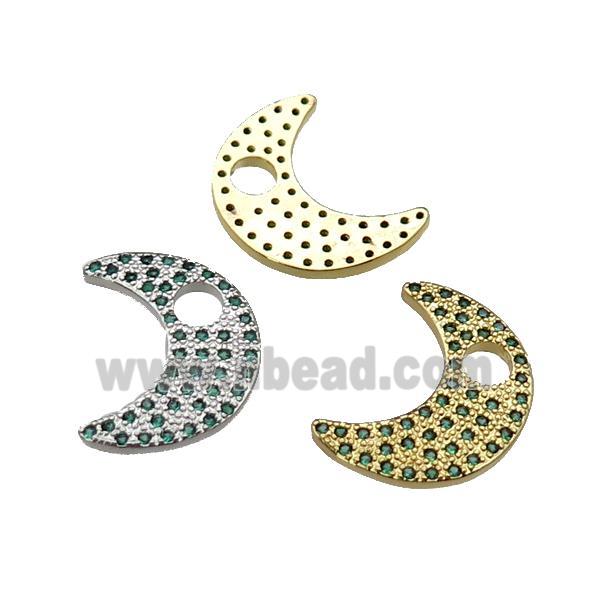 copper moon pendant pave green zircon, mixed