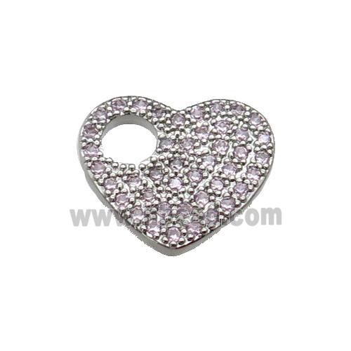copper Heart pendant pave zircon, platinum plated