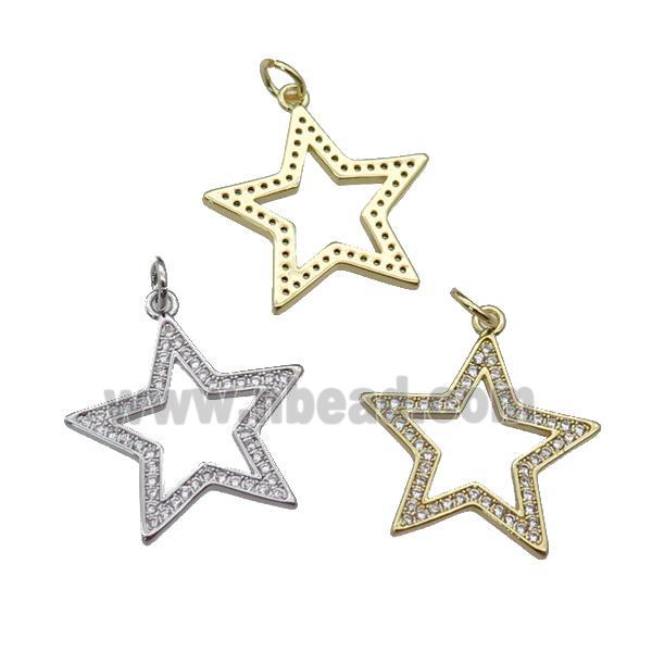 copper star pendant pave zircon, mixed