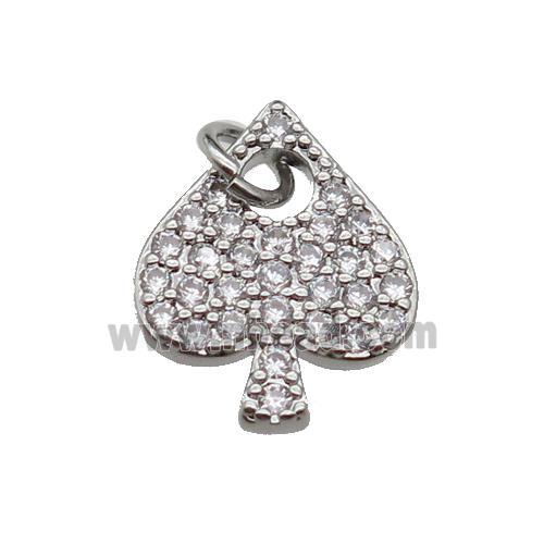 copper Heart pendant pave zircon, platinum plated