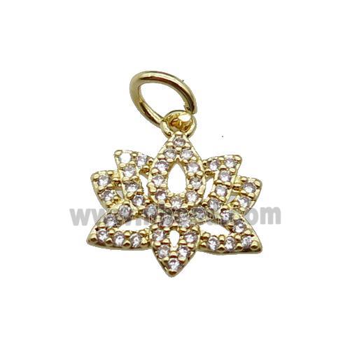 copper Lotus pendant pave zircon, mixed
