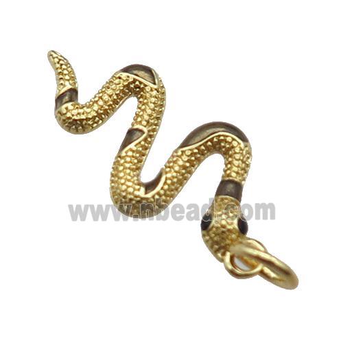 copper Snake pendant, coffee enamel, gold plated