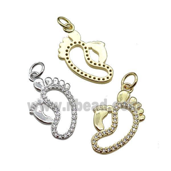 copper babyfeet pendant pave zircon, mixed