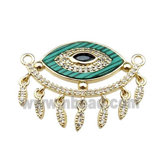 copper Eye pendant pave malachite zircon, gold plated