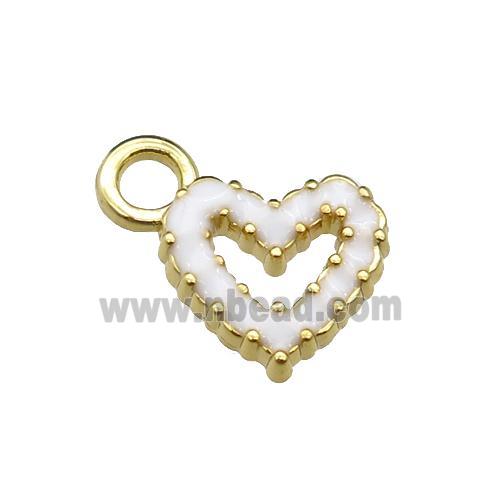 copper Heart pendant with white enamel, gold plated