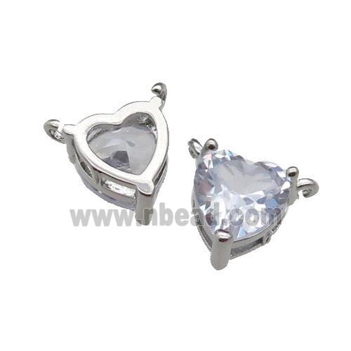 copper hear pendant pave zircon, platinum plated