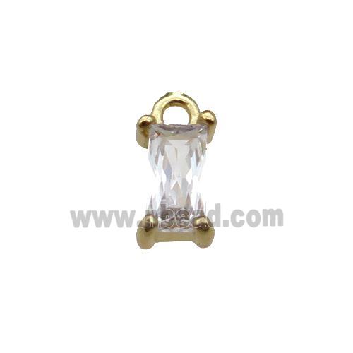 copper rectangle pendant pave zircon, gold plated