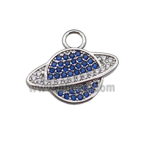 copper earth pendant pave zircon, platinum plated