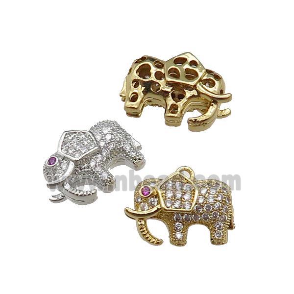 copper Elephant charm pendant pave zircon, mixed