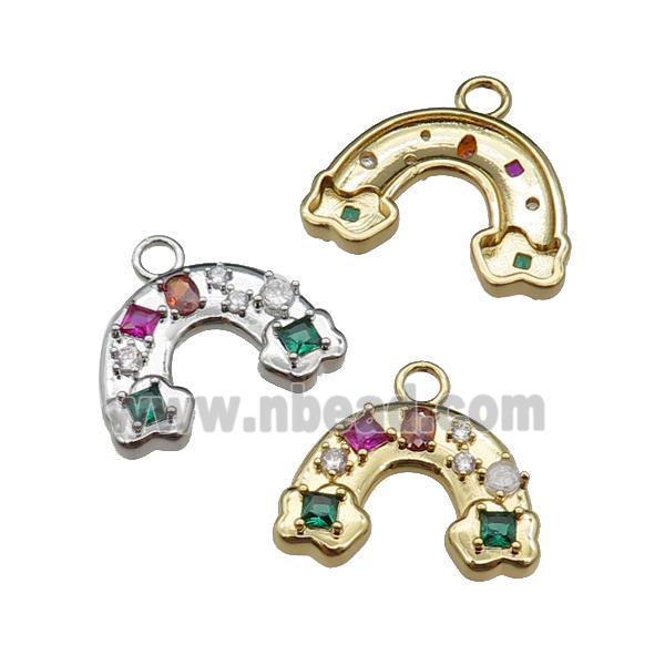 copper rainbow pendant pave zircon, mixed