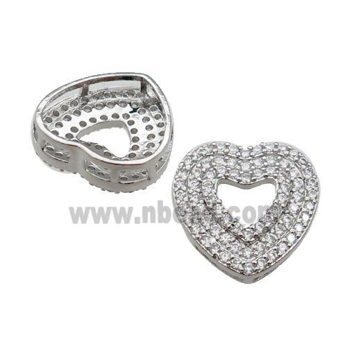 copper Heart pendant pave zircon, platinum plated