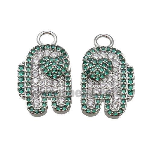 copper hand pendant pave zircon, platinum plated
