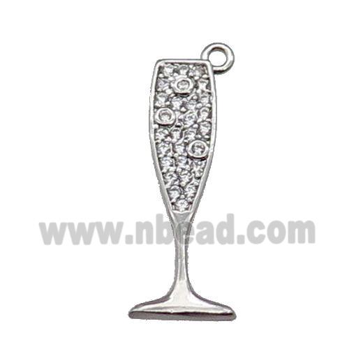 copper cup pendant pave zircon, platinum plated