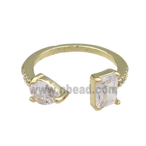 copper Ring pave zircon gold plated