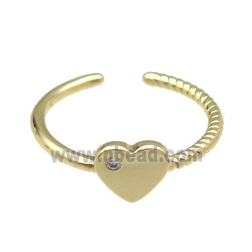 copper Ring pave zircon Heart gold plated