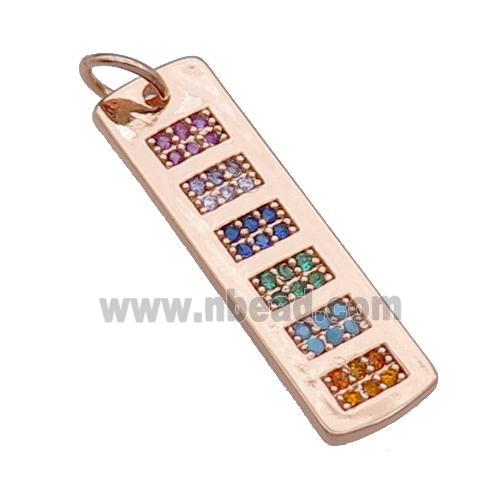 copper Rectangle pendant pave zircon rose gold