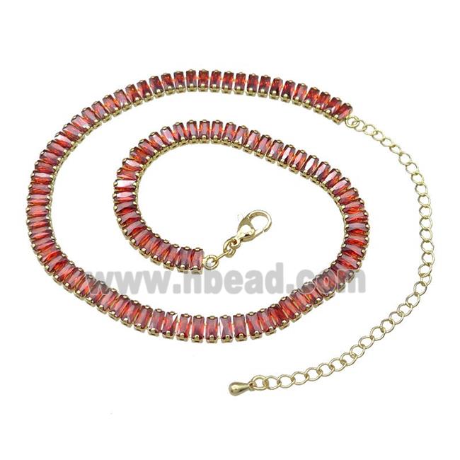 Copper Necklace Pave Orange Zircon Gold Plated