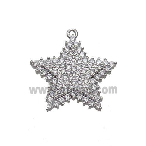 Copper Star Pendant Pave Zircon Platinum Plated