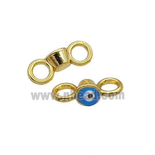 Copper Connector Evil Eye Blue Enamel Gold Plated