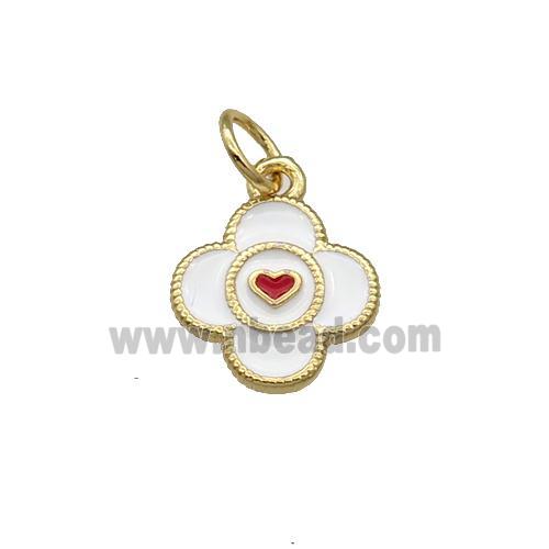 Copper Clover Pendant White Enamel Gold Plated