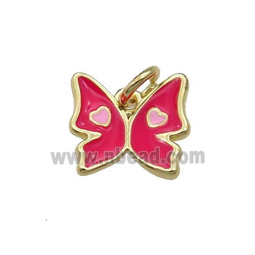 Copper Butterfly Pendant Red Enamel Gold Plated