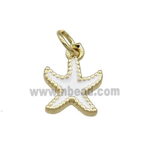 Copper Starfish Pendant White Enamel Gold Plated