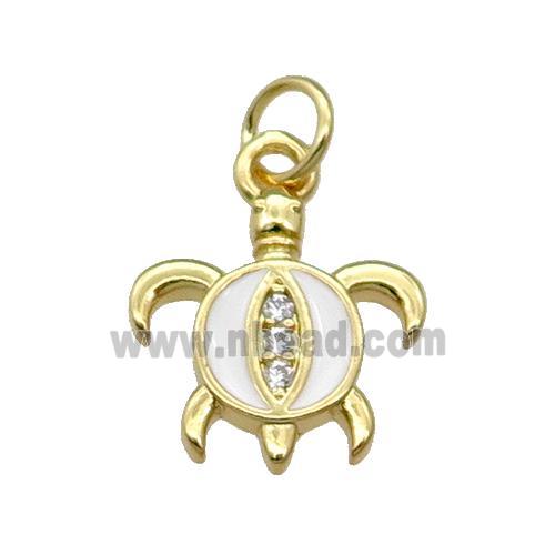 Copper Tortoise Pendant White Enamel Gold Plated