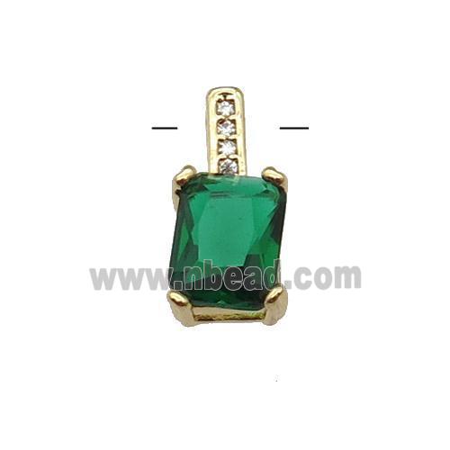 Copper Pendant Pave Green Crystal Gold Plated