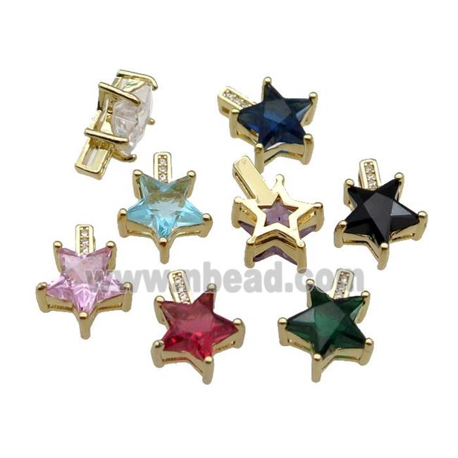 Copper Star Pendant Pave Crystal Gold Plated Mixed
