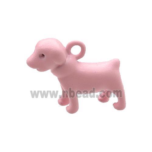 Copper Dog Pendant Pink Lacquered Fired