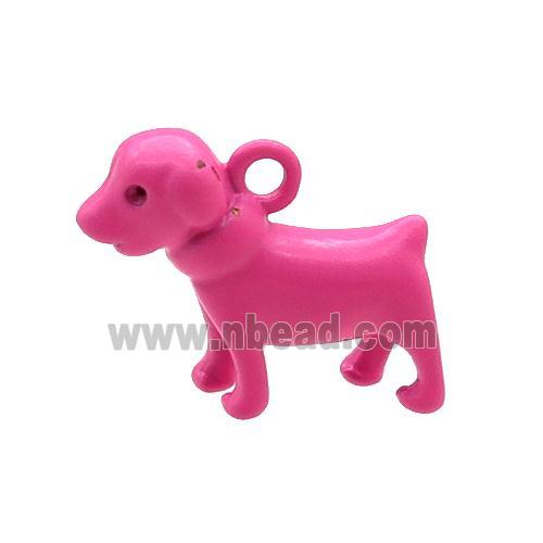 Copper Dog Pendant Hotpink Lacquered Fired