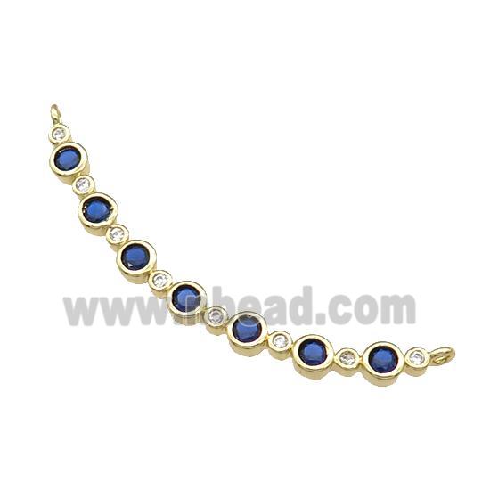 Copper Stick Pendant Pave Blue Zircon 2loops Gold Plated