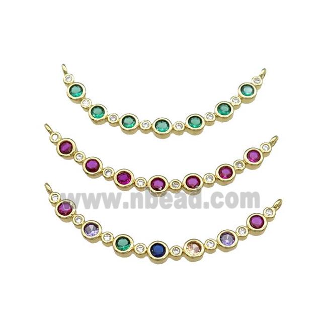 Copper Stick Pendant Pave Zircon 2loops Gold Plated Mixed