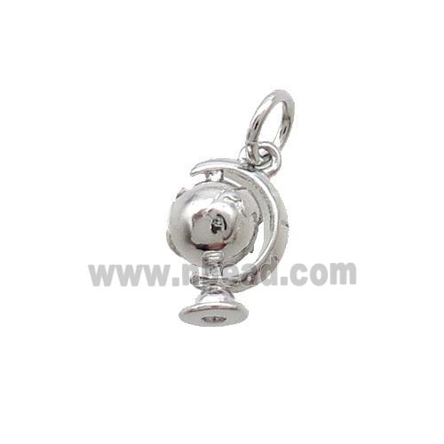 Copper Earth Globe Pendant Platinum Plated